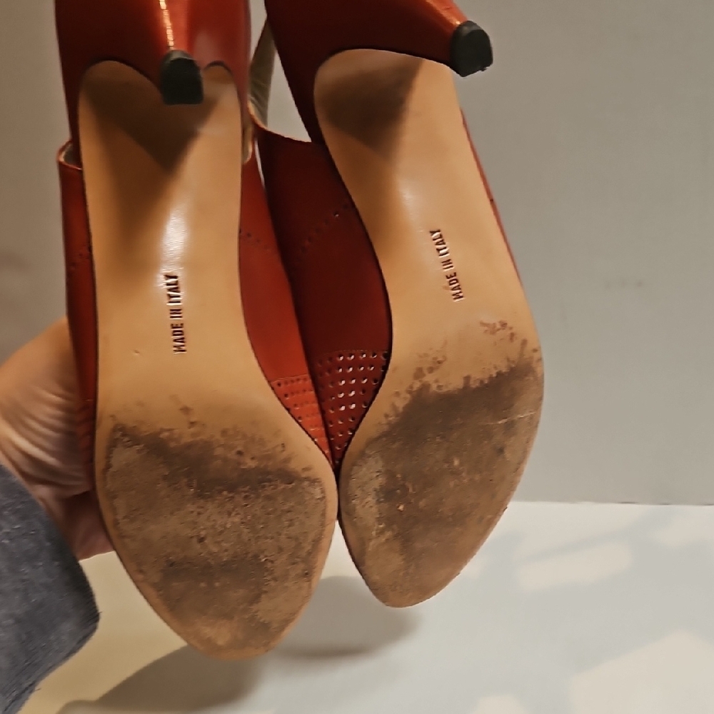 Salvatore Ferragamo Women's Rust Slingback Heels Size 7.5 AA - Picture 5 of 12